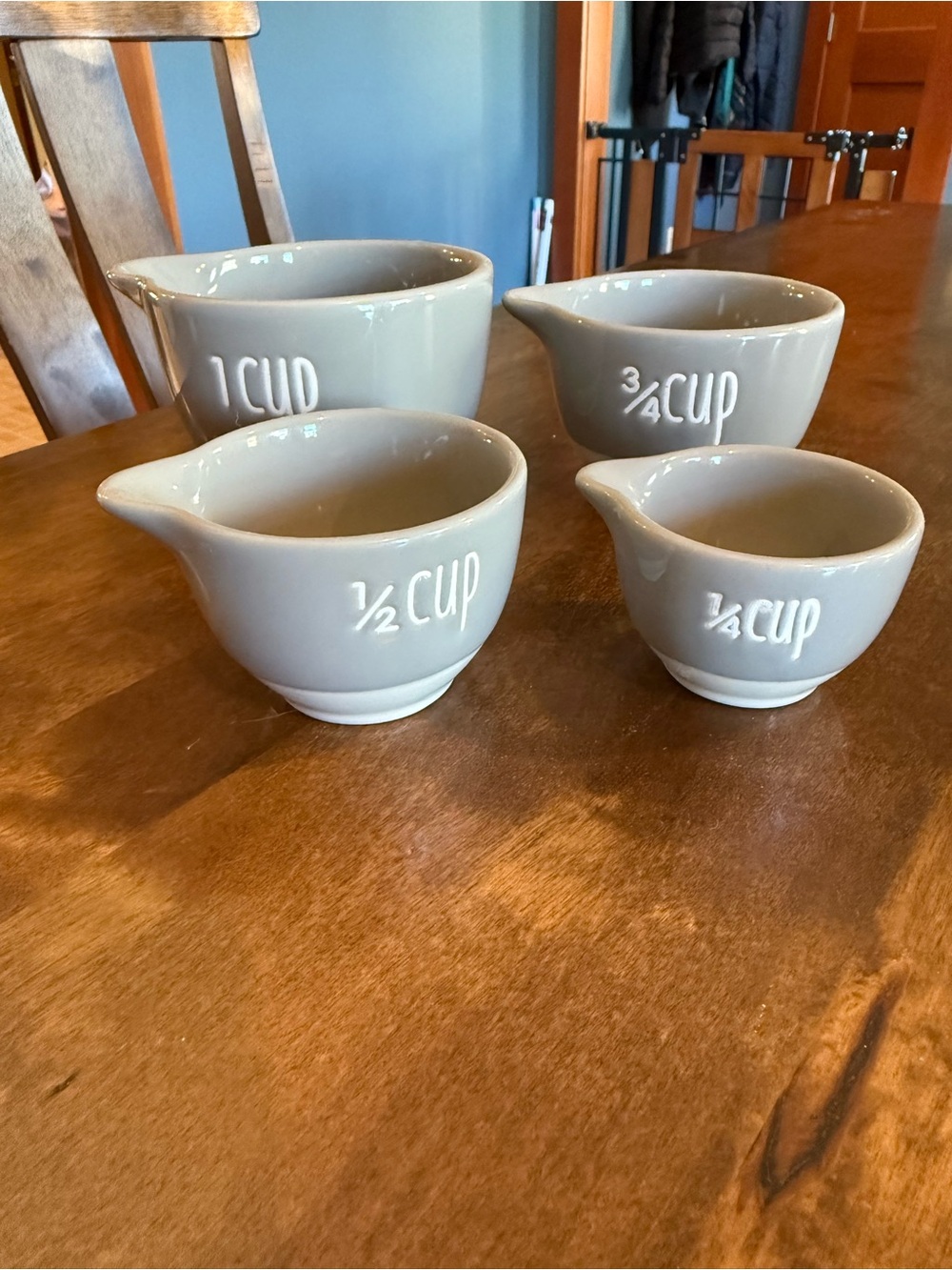 Stoneware Measuring Cup Set - Gray 1, 3/4, 1/2, 1/4 Cup